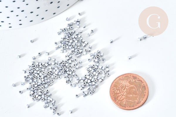 Perles tube argent métallisé mat façon Delica miyuki, x1 Sachet 8g (G7852)