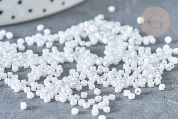 Perles tube blanc opaque façon Delica miyuki, x1 Sachet 8g (G8136)