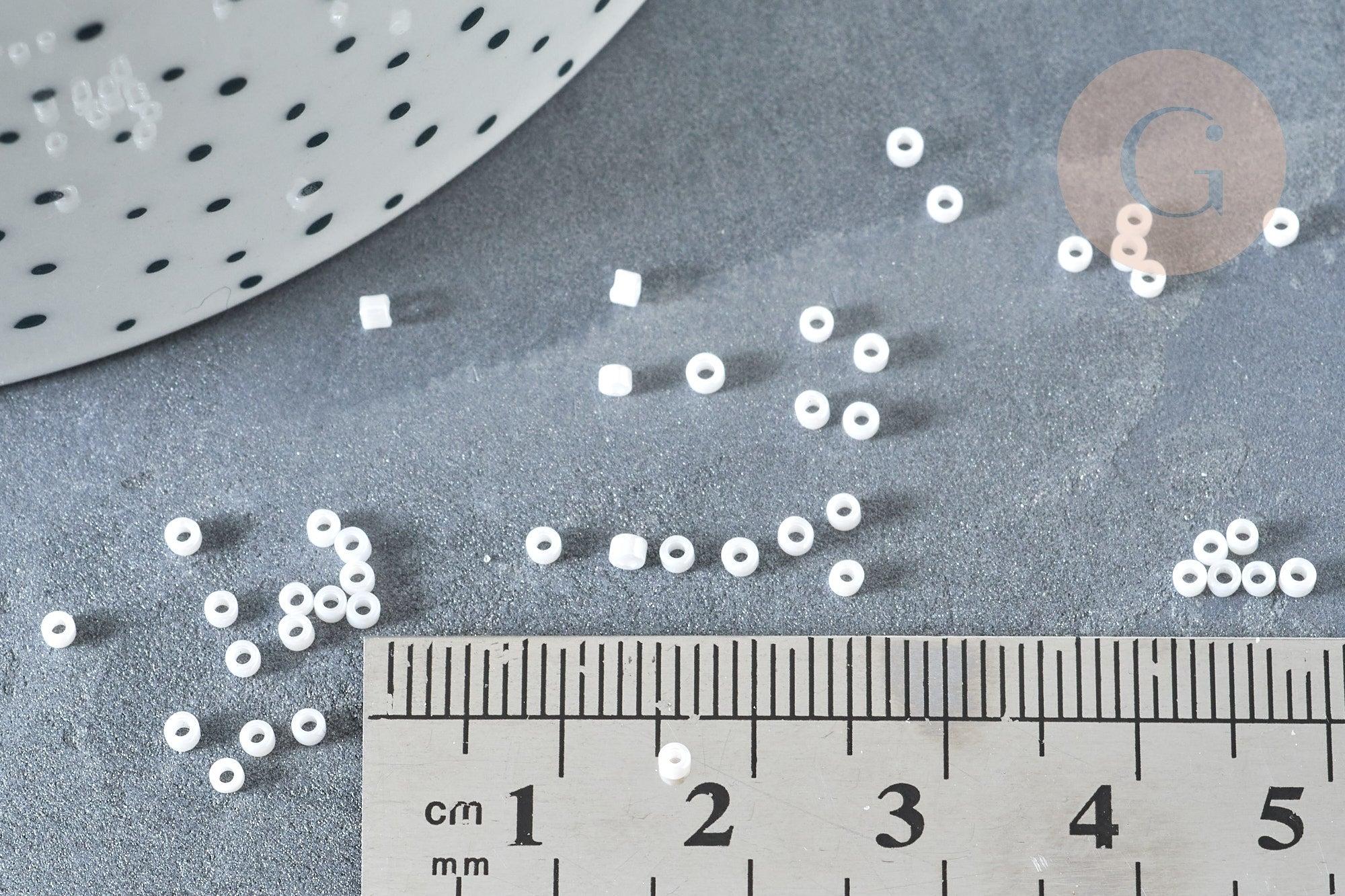 Perles tube blanc opaque façon Delica miyuki, x1 Sachet 8g (G8136)