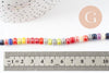 Perles tube heishi porcelaine multicolore 4.5mm, création bijoux fantaisie DIY, fil de 30cm, x1 (G9660)