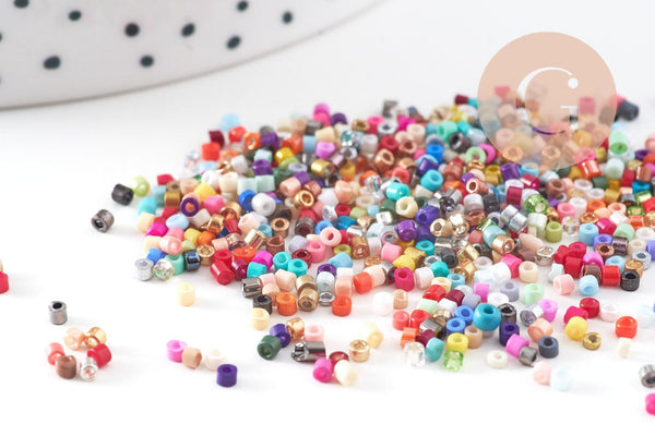 Perles tube multicolore façon Delica miyuki, x1 Sachet 8g (G10882)