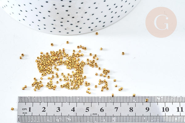 Perles tube or foncé mat façon Delica miyuki, x1 sachet de 8g (G7759)