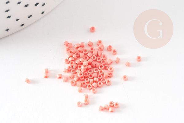 Perles tube orange corail opaque façon Delica miyuki 1.5-2mm, x1 sachet de (G9162)