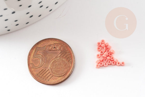 Perles tube orange corail opaque façon Delica miyuki 1.5-2mm, x1 sachet de (G9162)