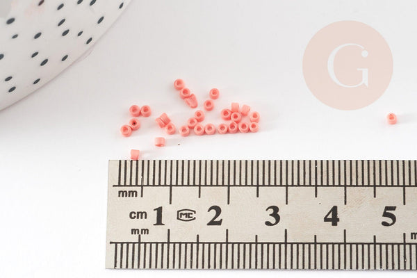Perles tube orange corail opaque façon Delica miyuki 1.5-2mm, x1 sachet de (G9162)