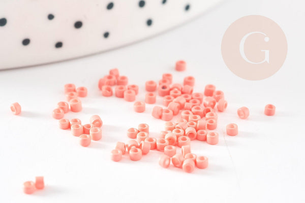 Perles tube orange corail opaque façon Delica miyuki 1.5-2mm, x1 sachet de (G9162)