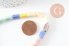 Perles tube porcelaine multicolore 11mm, création bijoux fantaisie DIY, fil de 30cm, x1 G9659