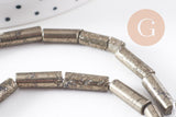 Perles tube pyrite naturelle 13x4mm, x1 fil (G4020)
