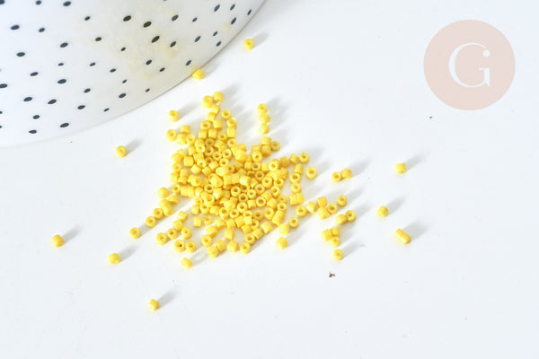 Perles tube verre Jaune vif façon Delica miyuki, x1 sachet de 8g (G7764)