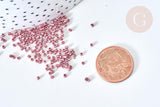 Perles tube verre Rose foncé métallisé mat façon Delica miyuki, x1 Sachet 8g (G7770)