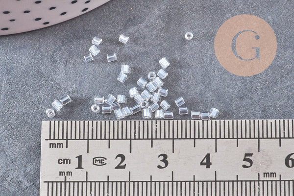 Perles tube verre blanc nacré façon Delica miyuki, x1 sachet de 8g (G10933)