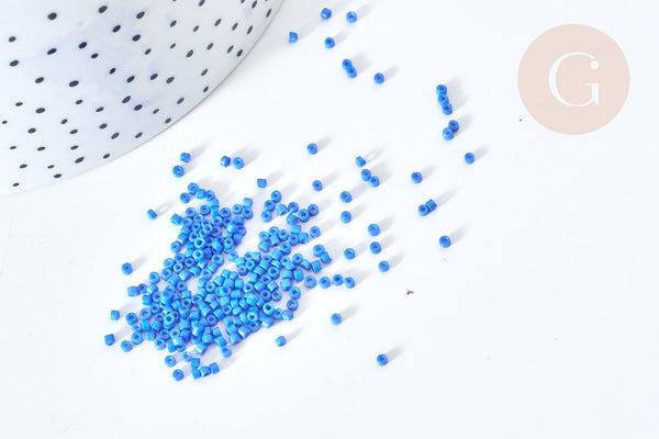 Perles tube verre bleu façon Delica miyuki, x1 sachet de 8g (G7765)
