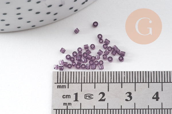 Perles tube violet façon Delica miyuki 1.5mm, x1 Sachet 8g (G10925)