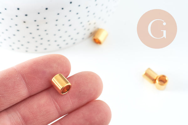 Perles tube zamac doré lisse 9mm, x50 (G10741)