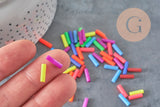 Cuentas de tubo fluorescente de plástico, joyería para niños, cuentas de joyería, cuentas de plástico multicolor, x100 G6636