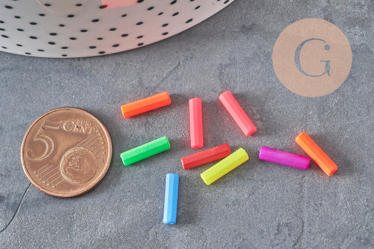 Cuentas de tubo fluorescente de plástico, joyería para niños, cuentas de joyería, cuentas de plástico multicolor, x100 G6636