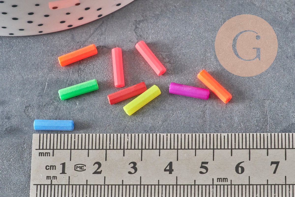 Cuentas de tubo fluorescente de plástico, joyería para niños, cuentas de joyería, cuentas de plástico multicolor, x100 G6636