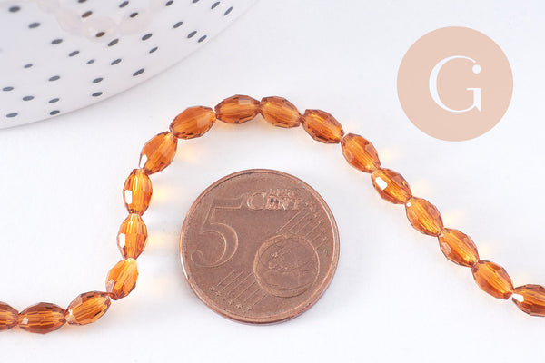 Perles verre grain de riz 6x4mm, x1 fil de 38cm (G10750)