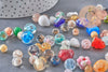 Perles verre murano formes et couleurs multiples, perles feuille argent, x10 (G11024)