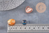 Perles verre murano formes et couleurs multiples, perles feuille argent, x10 (G11024)