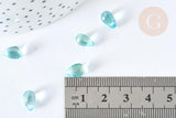 Perles verre transparent goutte bleu ciel doré 9mm, verre, x10 (G7283)