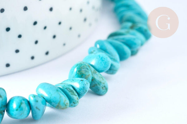 Perles/chips howlite naturelle turquoise 9-18mm, x1 fil 40 cm (G2574)