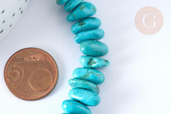 Perles/chips howlite naturelle turquoise 9-18mm, x1 fil 40 cm (G2574)