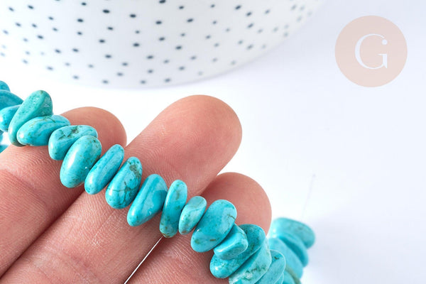 Perles/chips howlite naturelle turquoise 9-18mm, x1 fil 40 cm (G2574)