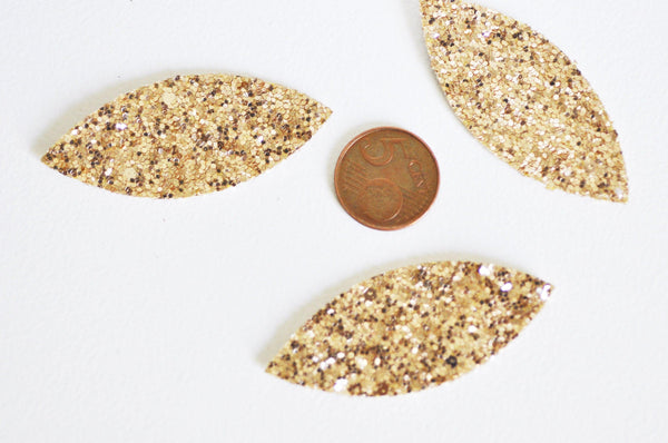 Pétale simili cuir paillettes doré fourniture créative,cuir synthétique,fabrication coiffure, accessoire mariage, 57.5mm, x 10 G4793