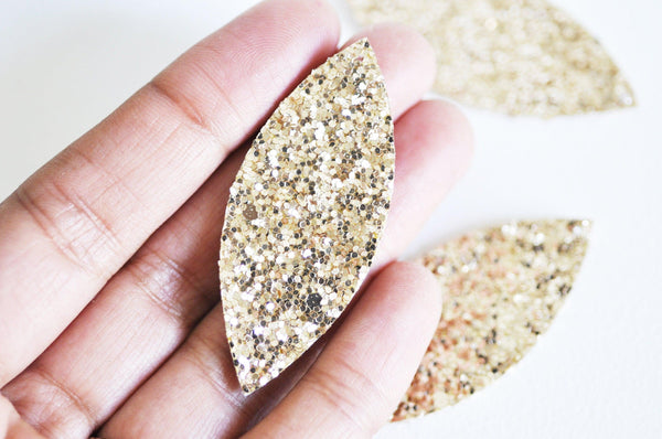 Pétale simili cuir paillettes doré fourniture créative,cuir synthétique,fabrication coiffure, accessoire mariage, 57.5mm, x 10 G4793