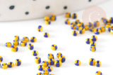 Petite Perle rocaille rayé jaune bleu,perle rocaille multicolore,perle multicolore,perle africaine,1.5x2mm, x 10gr (G2929)