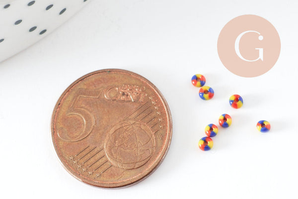 Petite Perle rocaille rayé multicolore 1.5x2mm x 10gr (G9491)