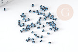 Petite Perle rocaille rayé noir bleu 1.5x2mm, perle rocaille multicolore, perle multicolore,perle africaine, x10gr (G3073)