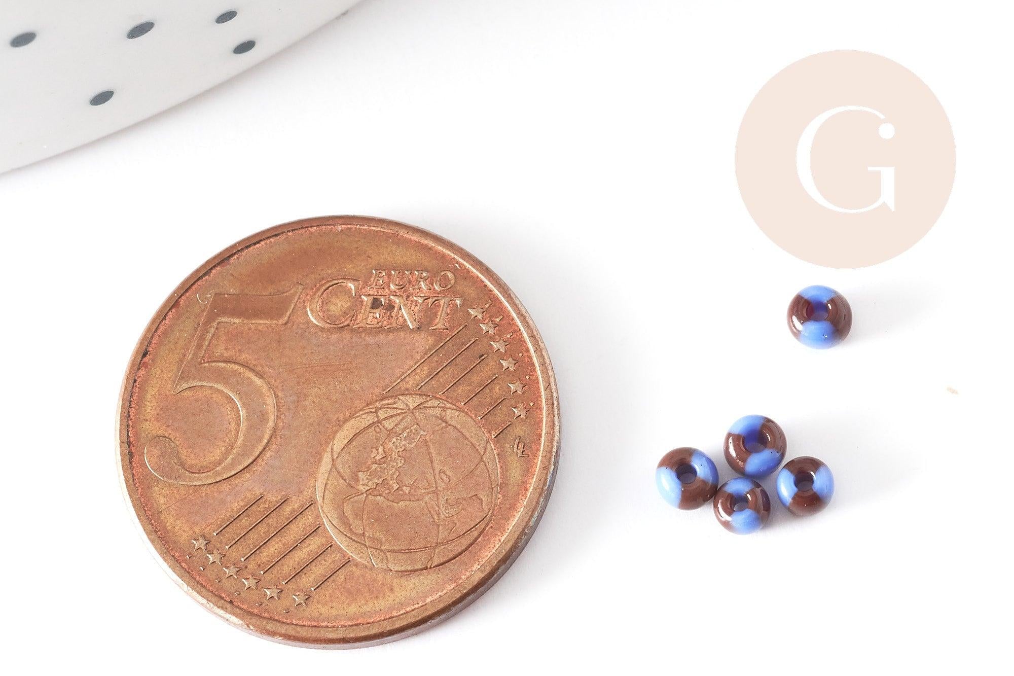 Petite Perle rocaille rayé noir bleu 2.5x3mm, x 10gr (G3675)
