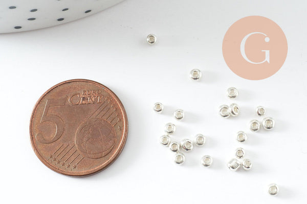 Petite perle de rocaille argent 2.5mm, x20Gr (G2457)