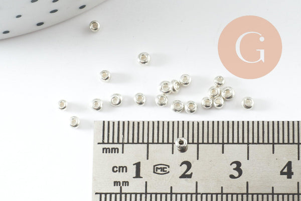 Petite perle de rocaille argent 2.5mm, x20Gr (G2457)
