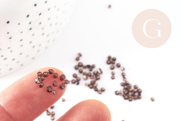 Petite perle rocaille argent violet, perles rocaille, perlage,perles verre, feuille argent, 2.5mm, x 5gr (G2203)