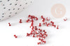 Petite perle rocaille rayé rouge blanc 1.5x2mm, x10g (G2670)