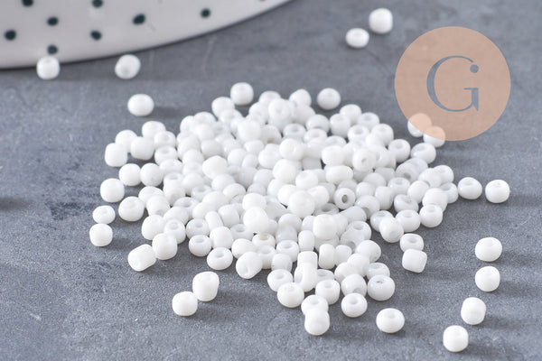 Petite perles de rocaille blanches 2.5mm, perles rocaille blanc opaque, perlage, x 5gr (G2541)