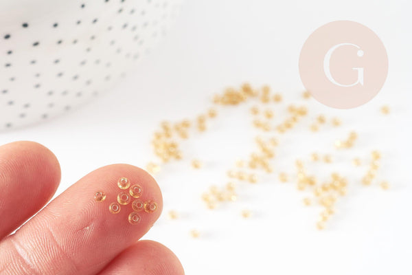 Petite perles de rocaille dorée,perles rocaille,perle verre, rocaille dorée,perlage, doré transparent, perlage,2.5mm, x 10gr (G1022)