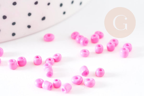 Petite perles de rocaille rose foncé 2.5mm, perles rocaille pour tissage bijoux x 10g (G5375)