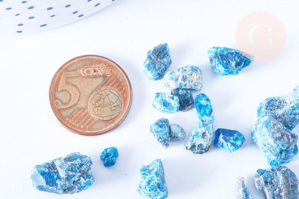 Pierre apatite bleue naturelle brute 10-35mm, pierre naturelle semi-précieuse, lithothérapie, x1 (G6454)