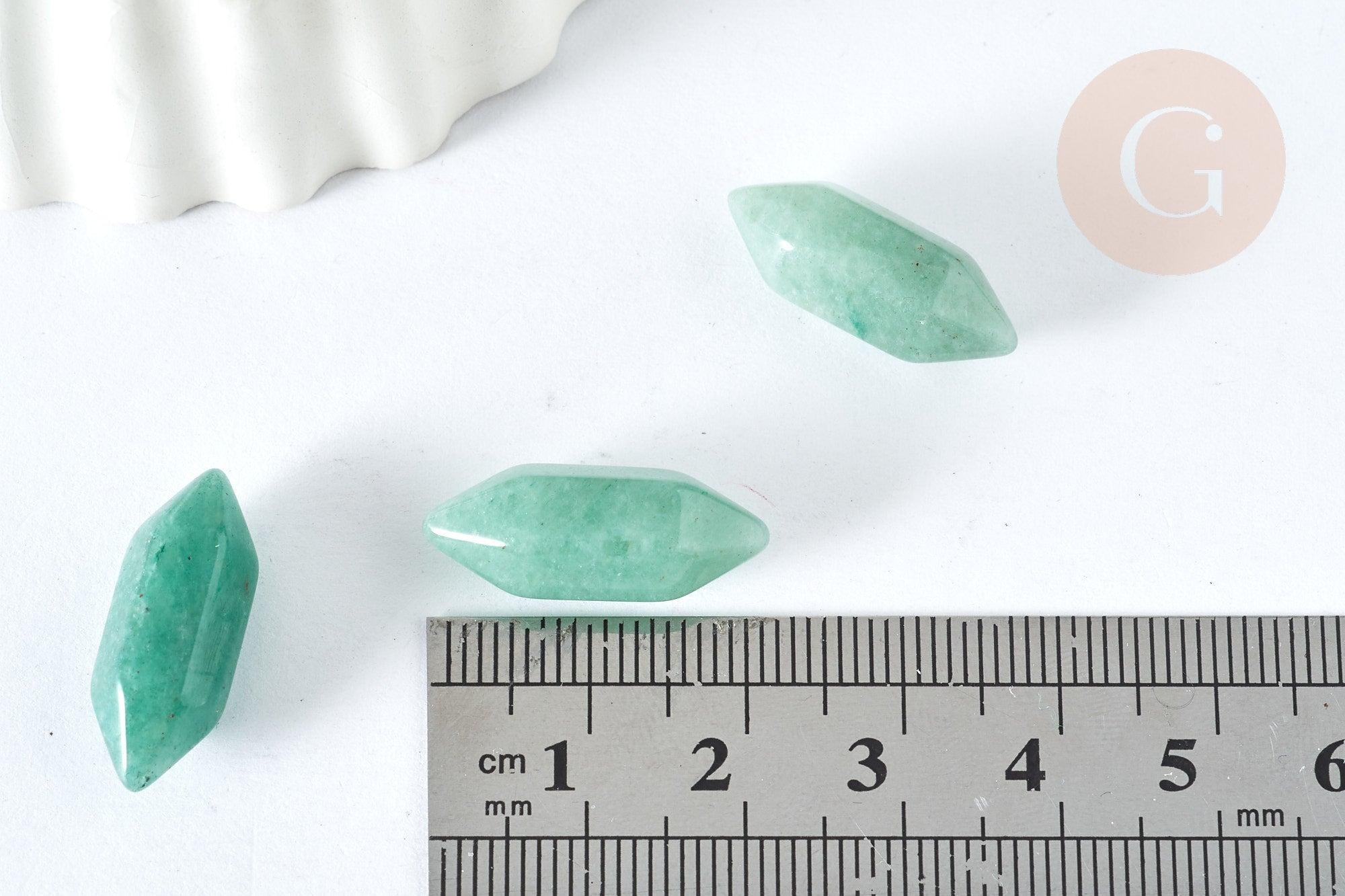Pierre aventurine naturelle verte double pointes 20mm, pierre semi-precieuse, séance lithothérapie, x1 G7532