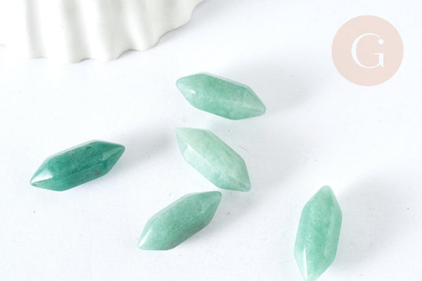 Pierre aventurine naturelle verte double pointes 20mm, pierre semi-precieuse, séance lithothérapie, x1 G7532