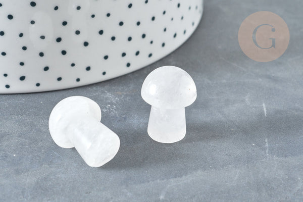 Pierre de massage champignon cristal de roche naturel lithothérapie 20-21mm, cristal de roche, lithothérapie, x1, G7509