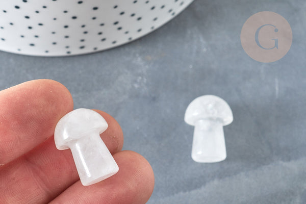 Pierre de massage champignon cristal de roche naturel lithothérapie 20-21mm, cristal de roche, lithothérapie, x1, G7509