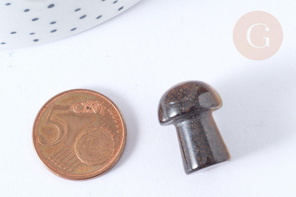 Pierre de massage champignon oeil de tigre naturel lithothérapie 20-21mm, pierre lithothérapie, x1, G7552