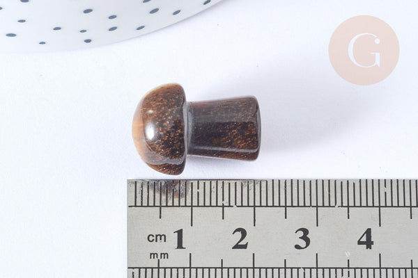 Pierre de massage champignon oeil de tigre naturel lithothérapie 20-21mm, pierre lithothérapie, x1, G7552