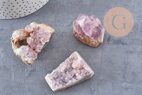 Pierre druse améthyste naturelle 25-47mm, pierre lithotthérapie décoration de la maison, x1 (G5766)