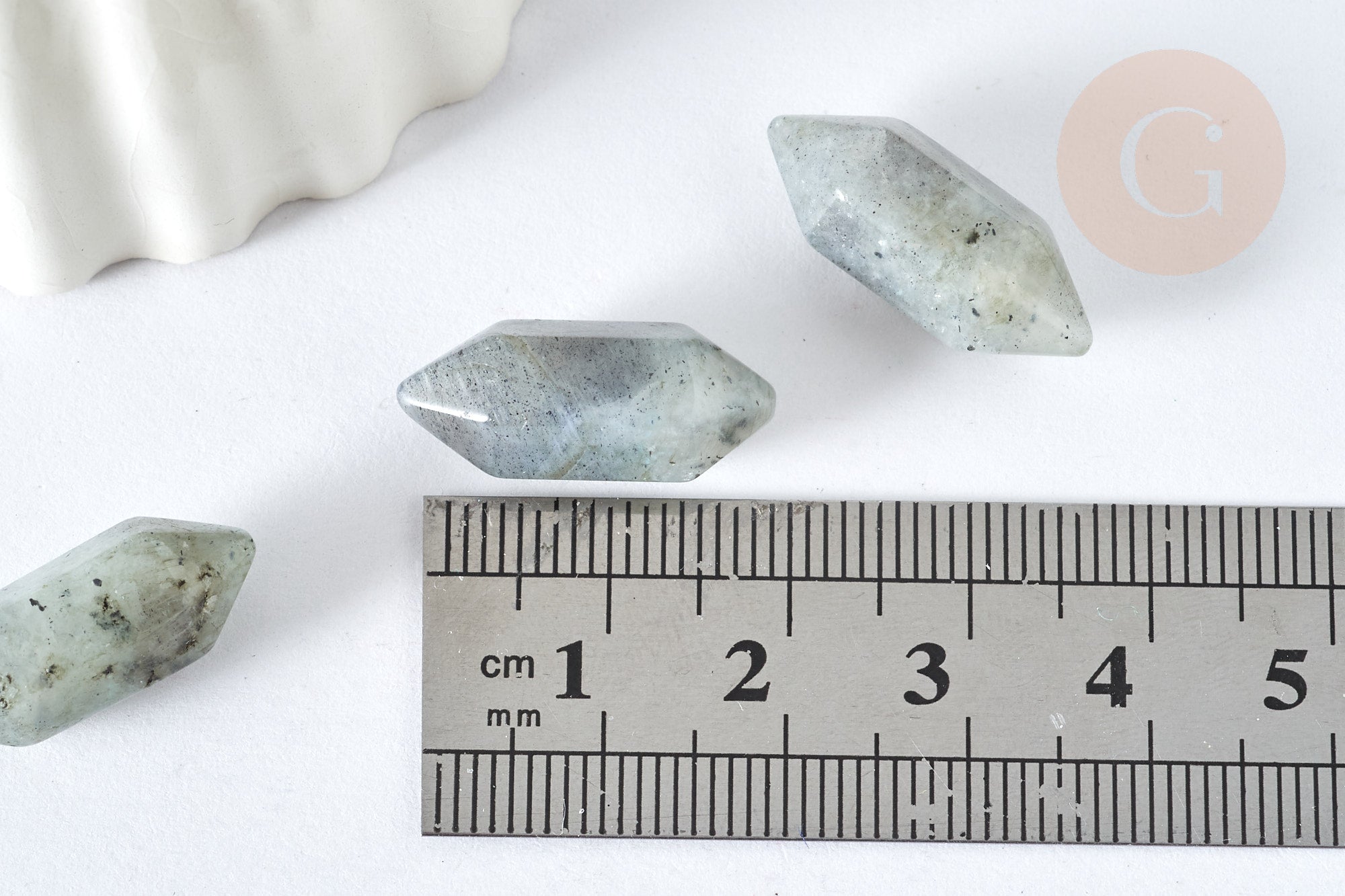 Pierre labradorite naturelle double pointes 19~22mm, labradorite naturelle, séance lithothérapie, x1 G7534